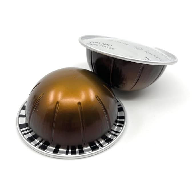 Chiaro Double Espresso Pods Compatible with Nespresso Vertuo 10 Count Coffee Capsules Medium Roast Espresso Coffee Brews 2.7oz.
