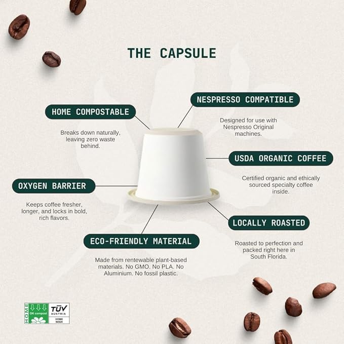 Artizan Coffee USDA Organic Espresso Coffee Capsules For Nespresso Original | Caramel Flavored | 120 Compatible Compostable Pods
