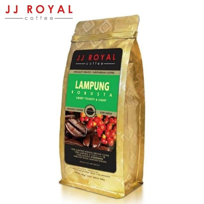 JJ Royal Coffee Lampung Robusta 200g Ground Coffee (Pack of 4)