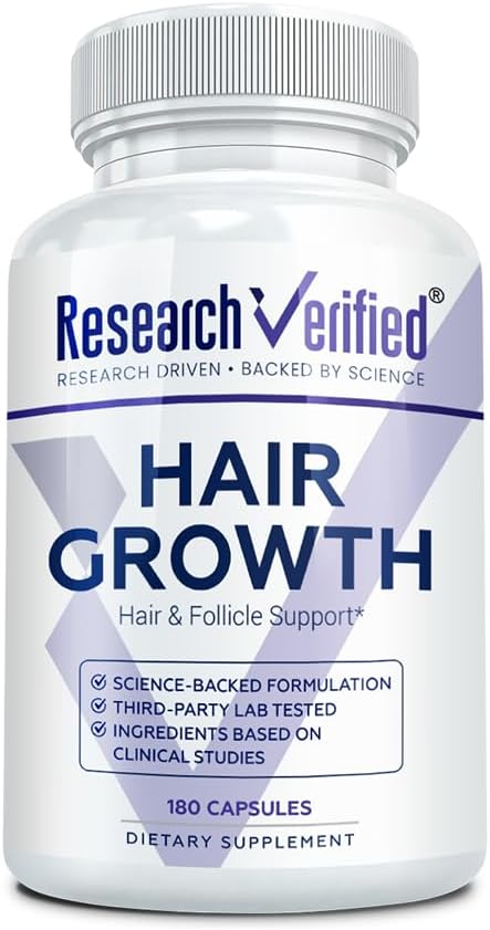 Research Verified Hair Growth Support - with Biotin DHT Blockers &amp Vitamins - Hair Growth and Hair Loss Prevention - 180 Capsules - 3 Month Supply