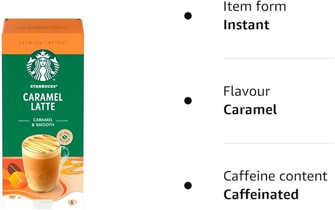 Starbucks Caramel Latte Premium Instant Coffee 5 Sachets (Pack of 6 Total 30 Sachets)