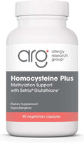 Allergy Research Group Homocysteine Plus Supplement - with Setria Glutathione Vitamin B Complex Trimethylglycine Vegetarian Capsules - 90 Count