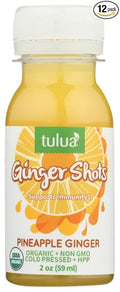 Tulua Ginger Shots - Organic Cold Pressed Ginger and Pineapple Juice 12-Pack