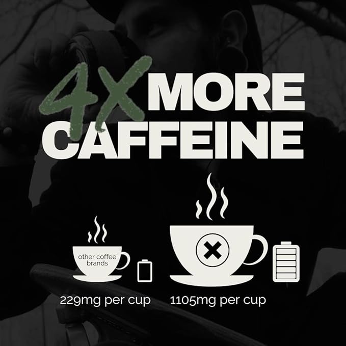 Black Insomnia Extreme Caffeine Coffee - World's Strongest Highly Caffeinated Coffee - Classic Roast Ground Bag &amp Single Serve Cups
