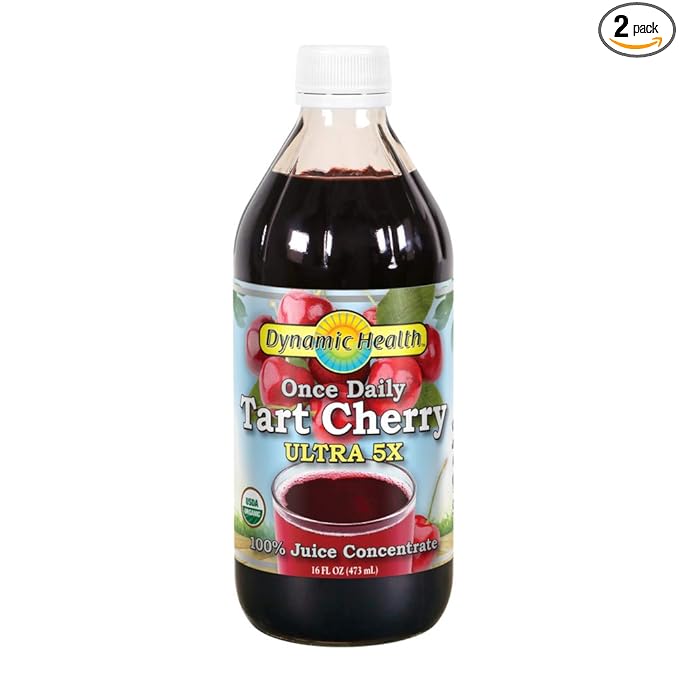Dynamic Health Once Daily Tart Cherry Ultra 5X | 100% Juice Concentrate | No Additives or Preservatives | Antioxidant | 16 Oz Btl-Glass | Pack of 2