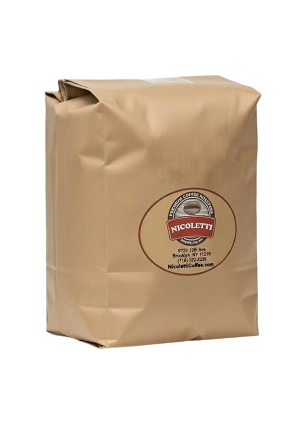 Nicoletti Coffee Old School 1972 Espresso Roast 50% Arabica 50% Robusta Medium Roast Whole Bean 5 Pounds