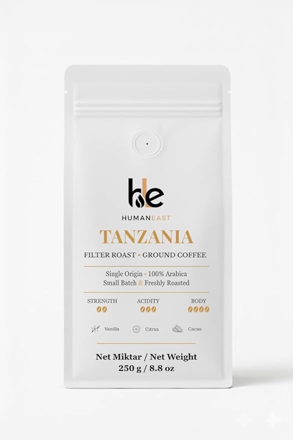 Humaneast Tanzania Single Origin Ground Coffee 8.8 oz (250 g) Medium Roast Specialty Coffee