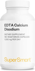 Supersmart - EDTA 1000mg per Day - Calcium Disodium EDTA Supplement | Non-GMO &amp Gluten Free - 180 Vegetarian Capsules