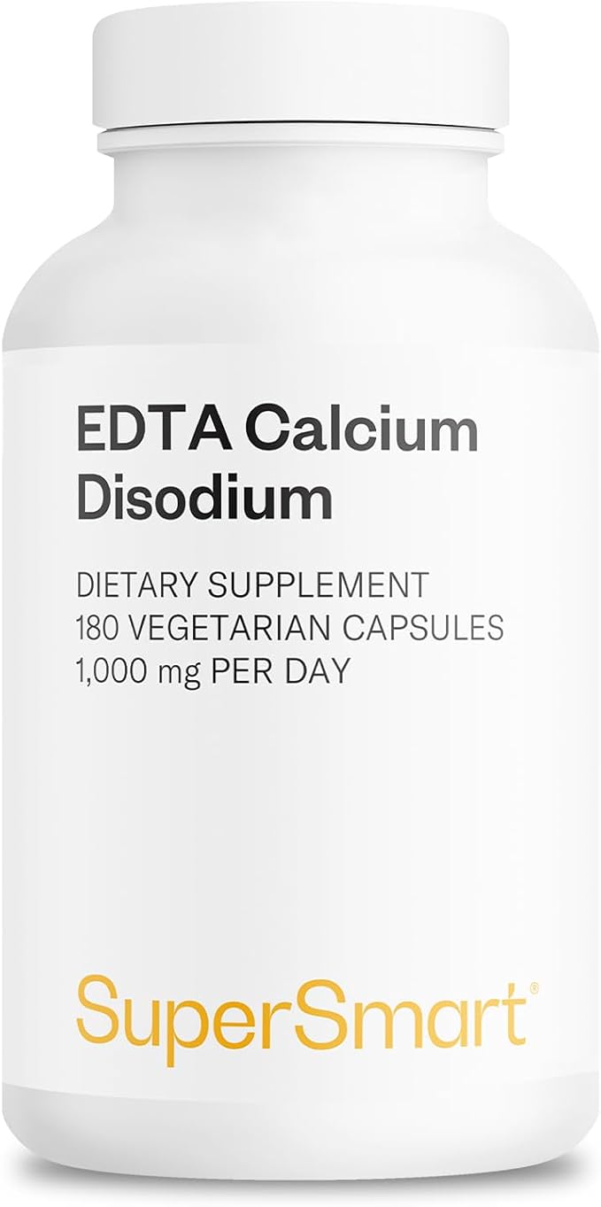 Supersmart - EDTA 1000mg per Day - Calcium Disodium EDTA Supplement | Non-GMO &amp Gluten Free - 180 Vegetarian Capsules