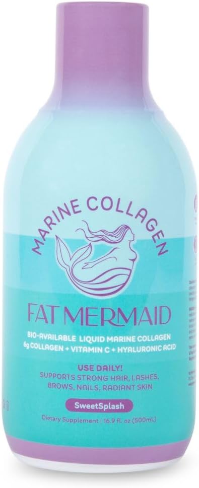 Bioavailable Liquid Marine Collagen Peptides Drink- Hyaluronic Acid &amp VIT C - Reduces Wrinkles - Thick Hair Lashes Brows Nails - No Gluten Dairy Nut Soy - Unflavored Sweet 16.9 oz