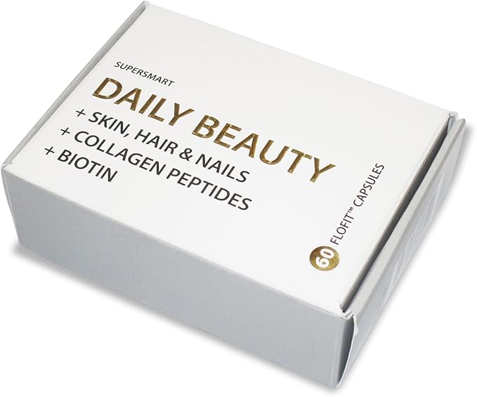Supersmart - Daily Beauty (Patented &amp High Potency) - with Verisol Collagen Peptides Hyaluronic Acid Soluble Keratin Biotin | Non-GMO &amp No fillers &amp Gluten Free - 60 Flofit Capsules