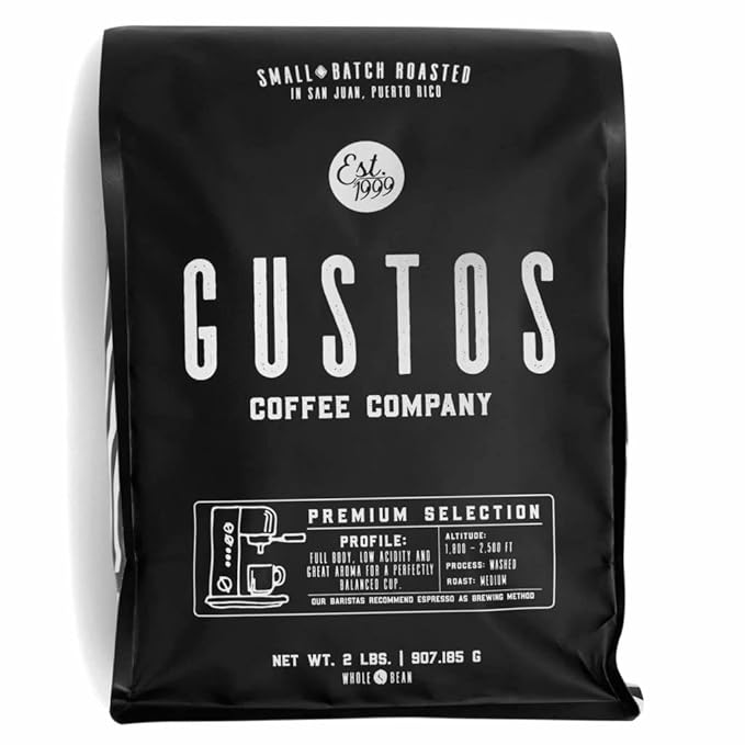 Gustos Coffee Premium Selection | Puerto Rican High End Medium Roasted Whole Bean Coffee (1 2 lb)