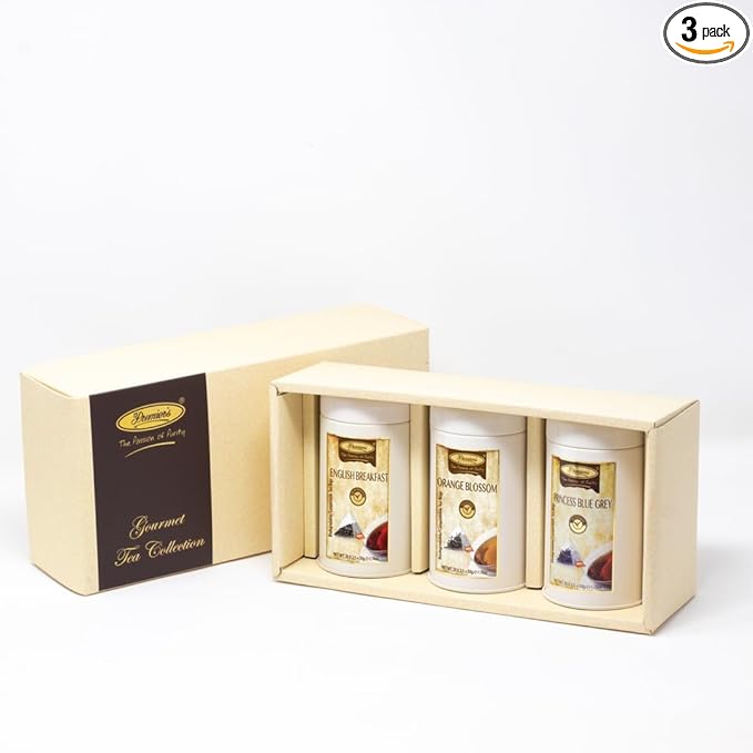 Premiers Gourmet Tea Gift Set | English Breakfast Orange Blossom and Princess Blue Grey Chai | 3-in-1 Tea Collection with Herbs Flowers and Fruits | Ideal Gift for Delicious Tea Lovers