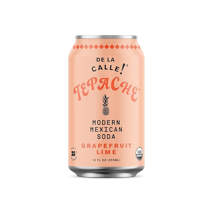 De La Calle Tepache - Grapefruit Lime - Modern Mexican Soda - Craft Fermented Pineapple Sparkling Beverage - Certified Organic Antioxidant Rich Non-Alcoholic Healthy Soda Low Sugar Low Calorie N