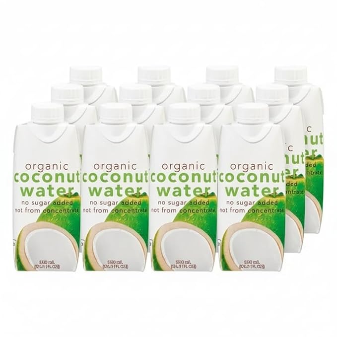 Organic Coconut Water 11.1 fl oz 12-count Organic Coconut Water No sugar added Organic Kosher 100% juice Not from concentrate