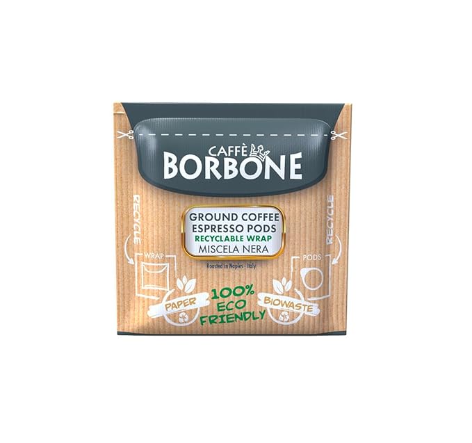 Caffè Borbone Espresso Paper Pods Black Blend Intense and Robust Medium Roast ESE Pods Authentic Italian Espresso - 50 Count