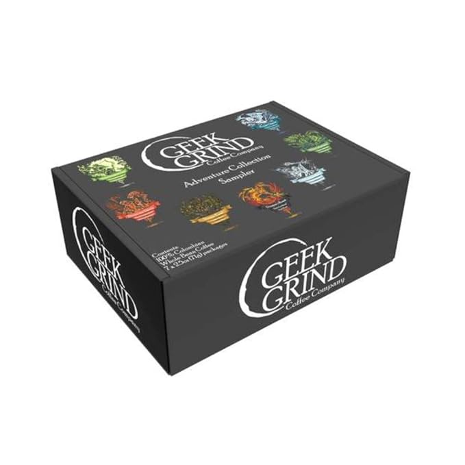 Geek Grind Whole Bean Coffee 7 Roasts Sampler Gift Box