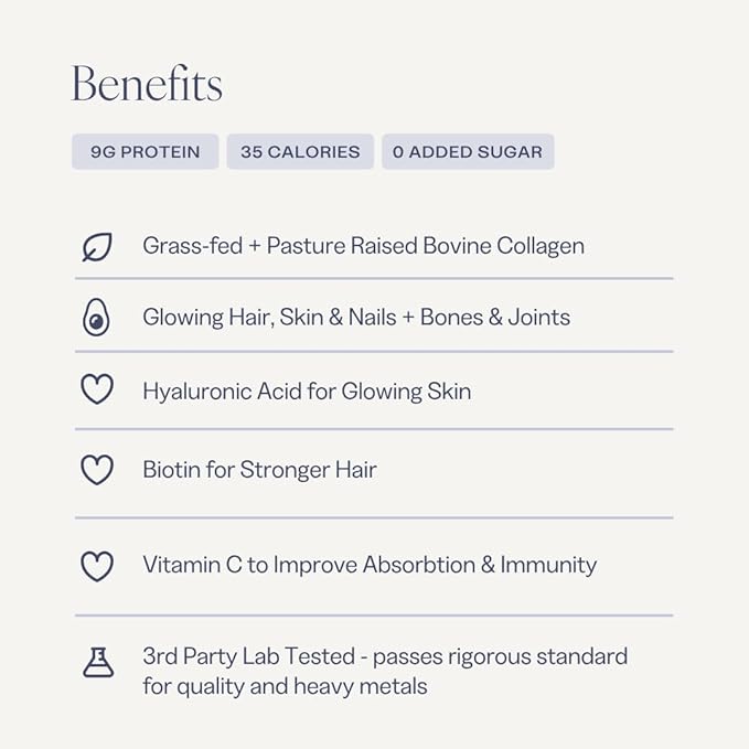 Collagen Powder for Women Beauty Blend with Vitamin C Biotin &amp Hyaluronic Acid Supports Hair Skin &amp Nails 20 Servings Grass-Fed Bovine Unflavored