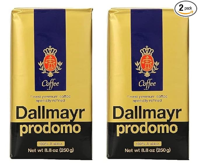Gourmet Coffee byDallmayr Prodomo Finest Premium Ground Coffee Specially Refined 100% Arabica 8.8 Oz Vacuum Packs - Pack of 2