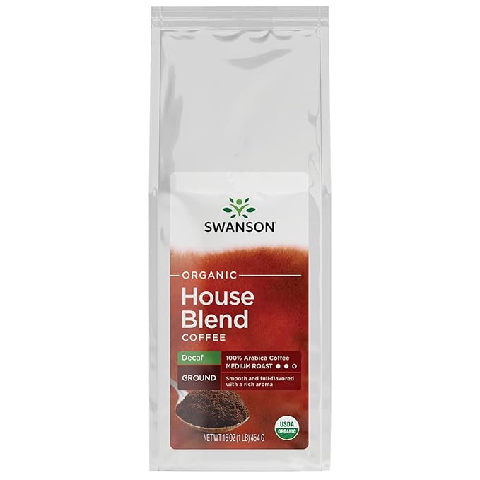 Swanson Organic House Blend Coffee Ground Medium Roast Decaf 1 lb (454 g)