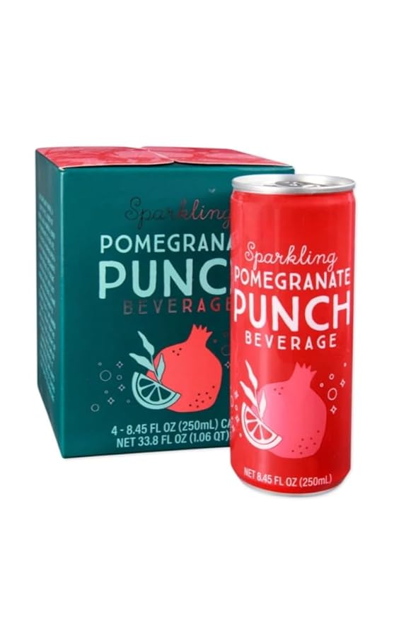 Sparkling Pomegranate punch Beverage Holiday Drink Limited Edition 4 cans 8.45oz each (4 Cans Pomegranate)