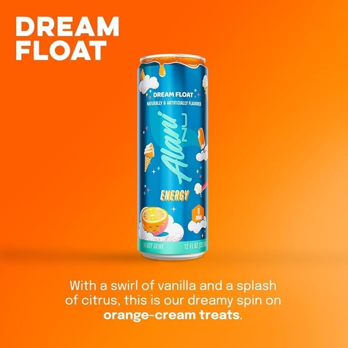 New Alani Energy Drinks Lime Slush Dream Float Hawaian Shaved Ice Variety Pack Sugar-Free Low-Calorie 200mg Caffeine Energy Boost Drink 12 fl oz (Pack of 6) (Packaging May Vary)