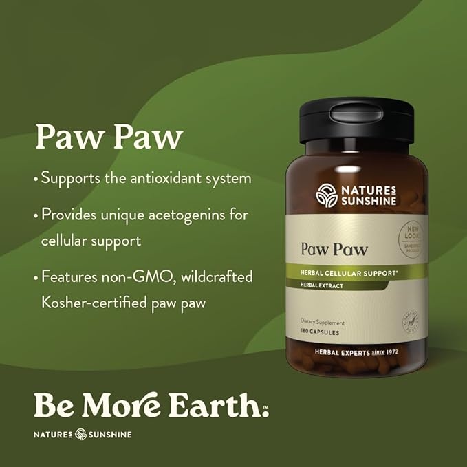 Nature's Sunshine Paw Paw Cell-Reg 180 Capsules | Contains over 50 Acetogenins to Modulate ATP Production and Blood Supply