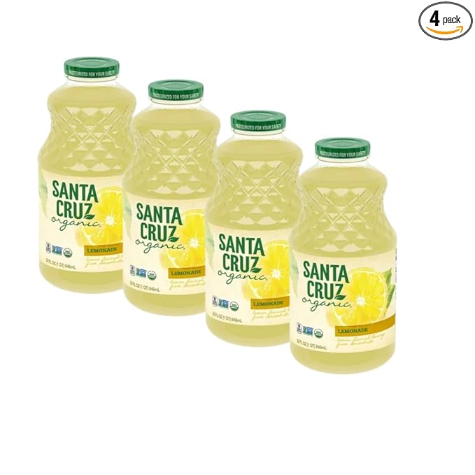 Santa Cruz Organic Lemonade 32 oz – 4 Pack – Organic Non-GMO Refreshing Citrus Beverage