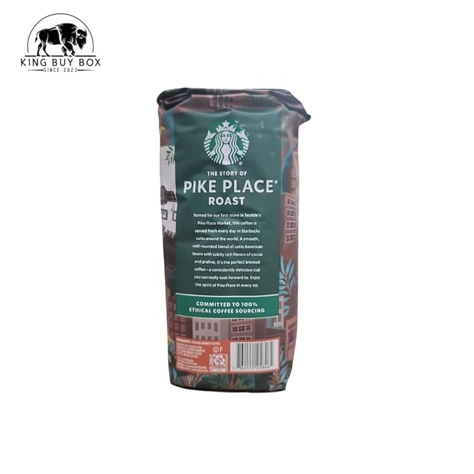 KING BUY BOX 1 PCS cup Bundle with Pike Place Medium Roast Ground Coffee Bag 40 Ounce compatible with Starbucks