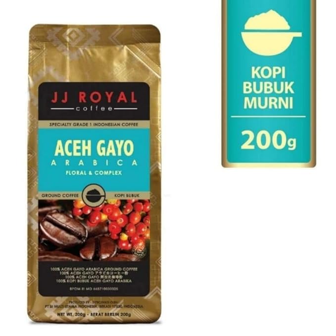 JJ Royal Coffee Aceh Gayo Arabica 200g Ground Coffee (Pack of 4)