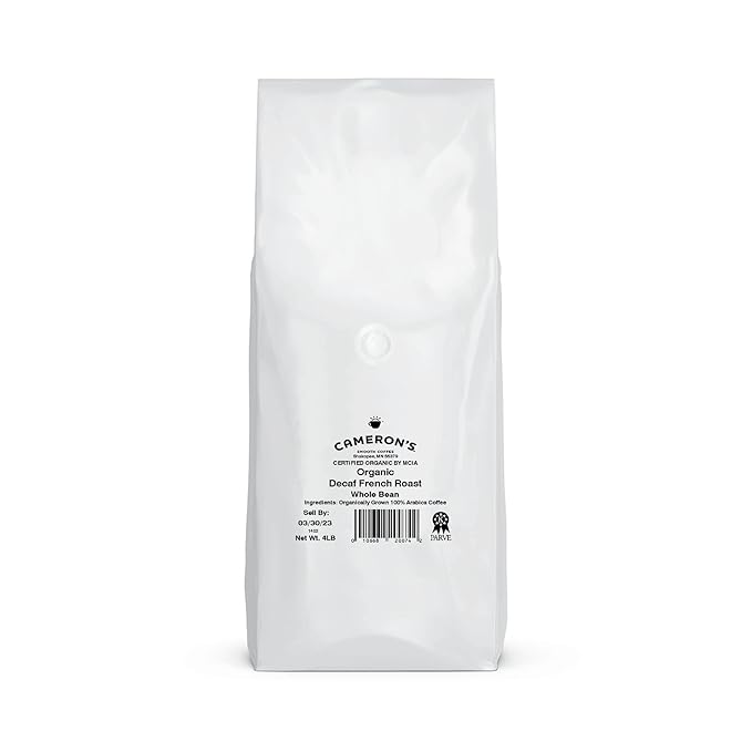 Cameron's Coffee Roasted Whole Bean Coffee Organic Decaf French Roast 4 Pound