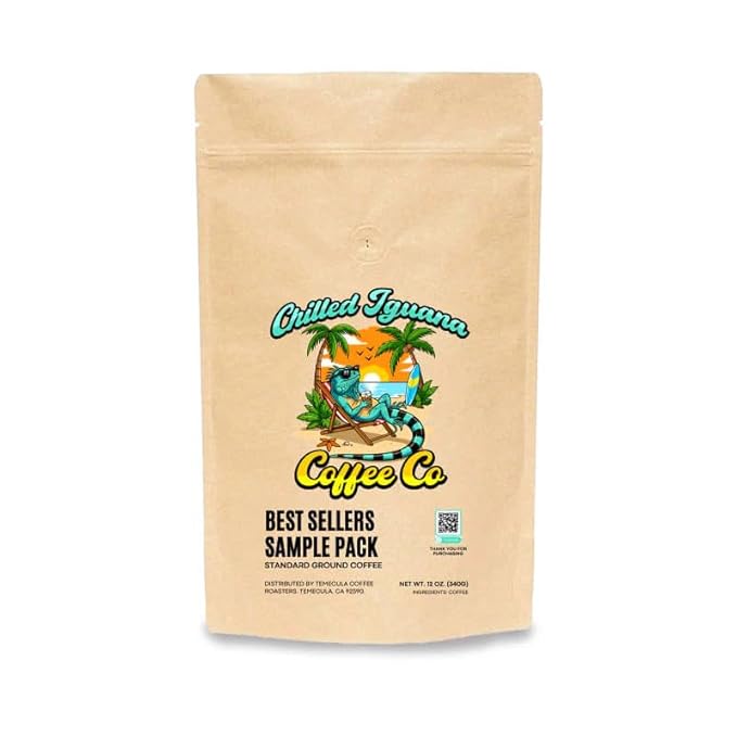 Chilled Iguana Coffee Co. - Best Sellers Sample Pack: 6Bean Cowboy Breakfast Peru Mexico Bali 12oz Whole Bean