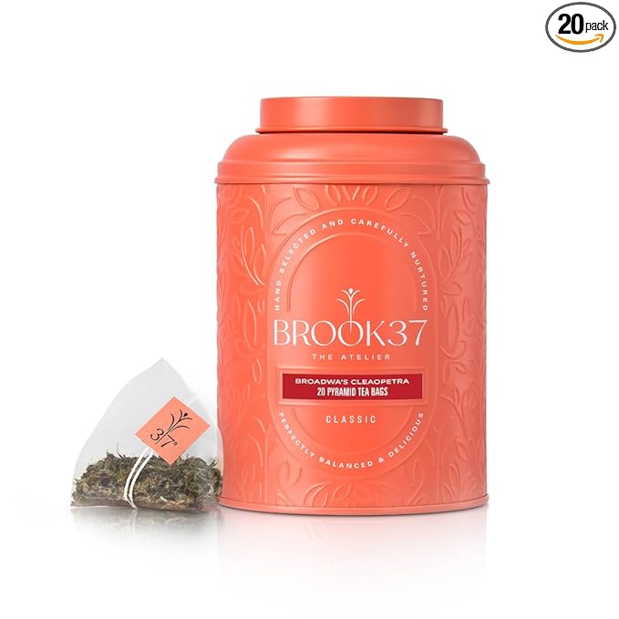 Brook37 Broadway's Cleopatra - Premium Single Estate DarjeelingGreen Tea | Low Caffeine | Smooth and Sweet Mild Like Flavor | 20 Tea Bags | Plastic Neutral Brand | Ideal Tea Gifts