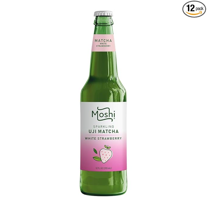 Moshi Sparkling Drinks - White Strawberry Matcha (12 Bottles)