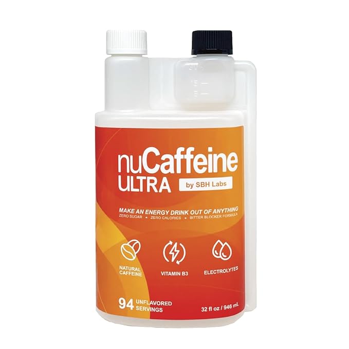 nuCaffeine Ultra | 94 Servings | Caffeine from Coffee Beans + Vitamin B3 + Electrolytes | Includes Handy to-go Tube | Transform Any Drink into an Energy Drink! | No Carbs No Sugars No Calories