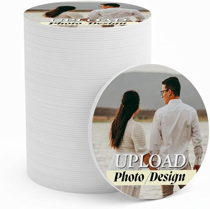 Custom Coasters – Personalized Wedding Coasters for Drinks with Logo or Photo – Reusable Customized Full Color Print Drink Coaster for Weddings Parties &amp Events (25 50 100 Pack) – Queen of Card