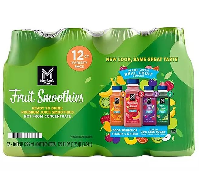 Smoothie Variety Pack | berry mix strawberry banana mega mango green boost Flavors | 10 fl. oz. 12 pk.