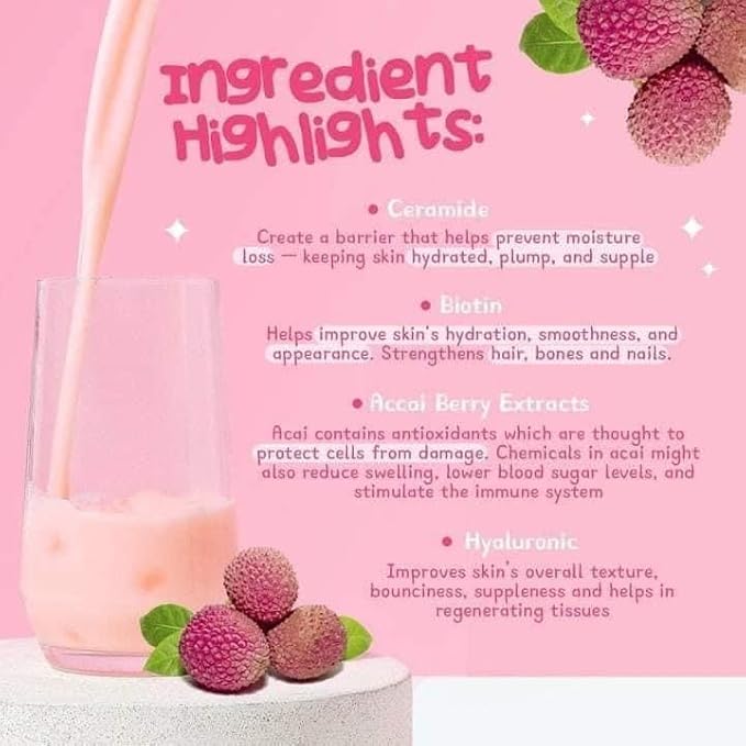 Dear Face Beauty Milk Japanese Collagen Lychee Drink Twin Pack - 50000mg Hydrolyzed Collagen