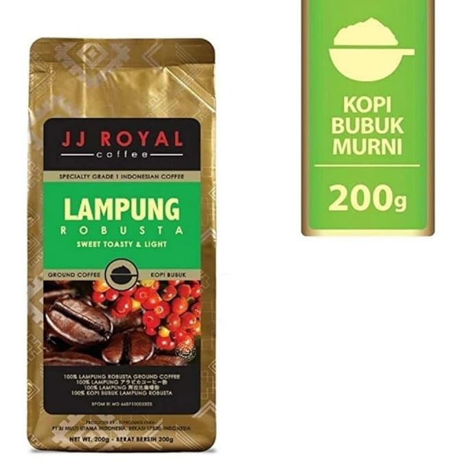 JJ Royal Coffee Lampung Robusta 200g Ground Coffee (Pack of 4)