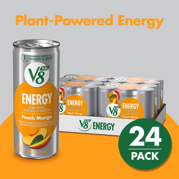 V8 +ENERGY Peach Mango Energy Drink (6 pack) CASE