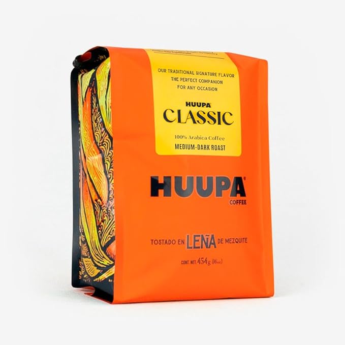 HUUPA Classic Wood-Fired Roasted Coffee Organic Arabica Coffee from Chiapas Medium Roast Ground Classic 16 oz