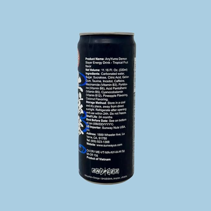 Demon Slayer Tropical Fruit Energy Drink – 11.16 fl oz (330 ml) Cans – Akaza Collectible Anime Character Drink (6-Pack)
