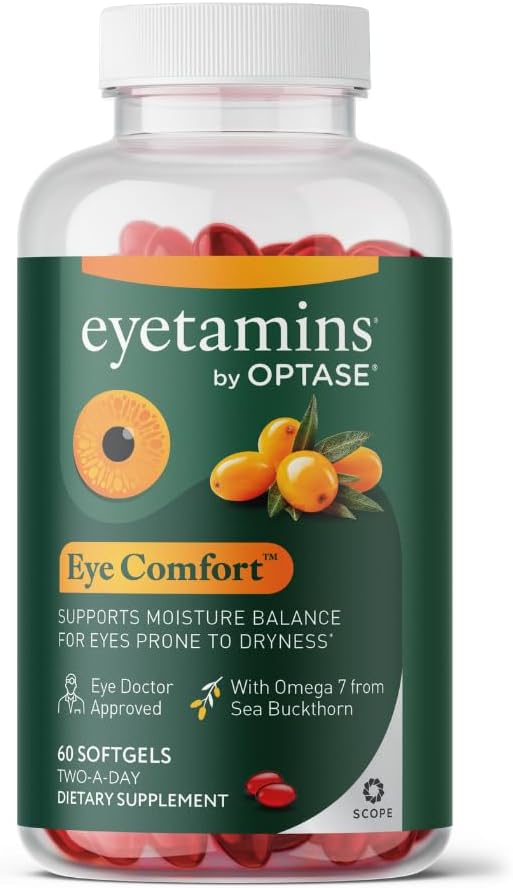 eyetamins Dry Eye Comfort - 60 Softgels - Ophthalmologist - Formulated Natural - Himalayan Sea Buckthorn Oil - Vegan and Non-GMO Formula
