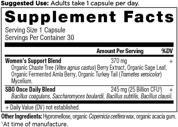 Ancient Nutrition Probiotics for Women Once Daily Women's Probiotics 30ct Digestive Support and Reduces Occasional Bloating Made with Chaste Tree Berry and Amla Berry 25 Billion CFUs*