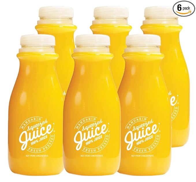 Squeezed Juice 100% Mandarin Juice 11 FL OZ 6 Pack Bottles | HPP Pasteurized | Not from Concentrate | Fresh Pressed | California Fruit Juice