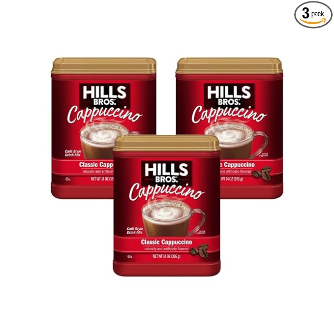 Hills Bros Instant Decadent Classic Cappuccino Mix with a Hint of Sweetness Easy to Use and Convenient Enjoy Coffeehouse Flavor at Home Frothy 14 Oz (Pack of 3)
