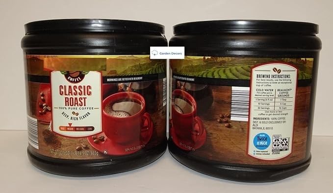 Ground Beaumont Coffee Classic Medium Roast 100% Pure Deep Rich Flavor 30.5oz 865g (Single Jug)