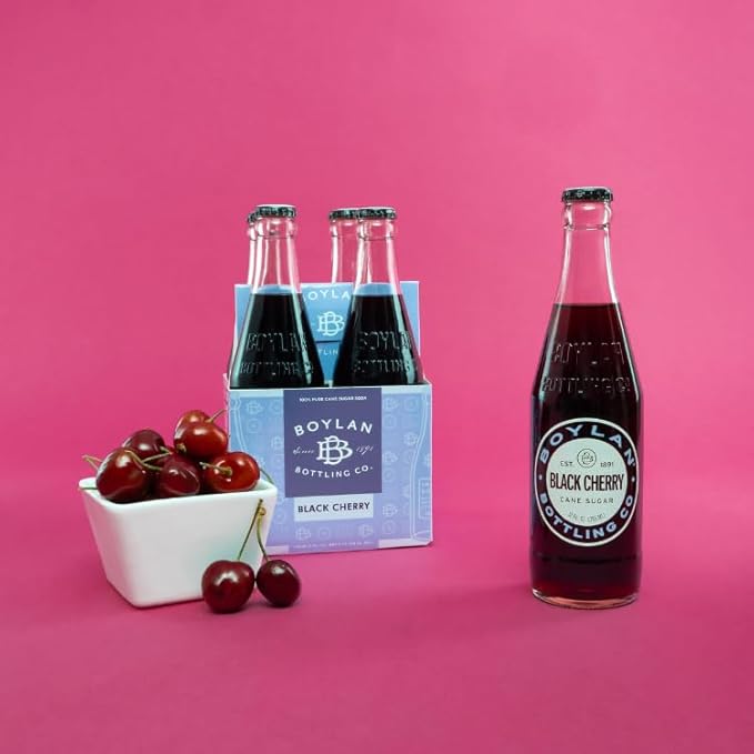 Boylan Bottling Craft Cane Sugar Soda - Black Cherry 12oz Glass Bottle (12 Pack Black Cherry)