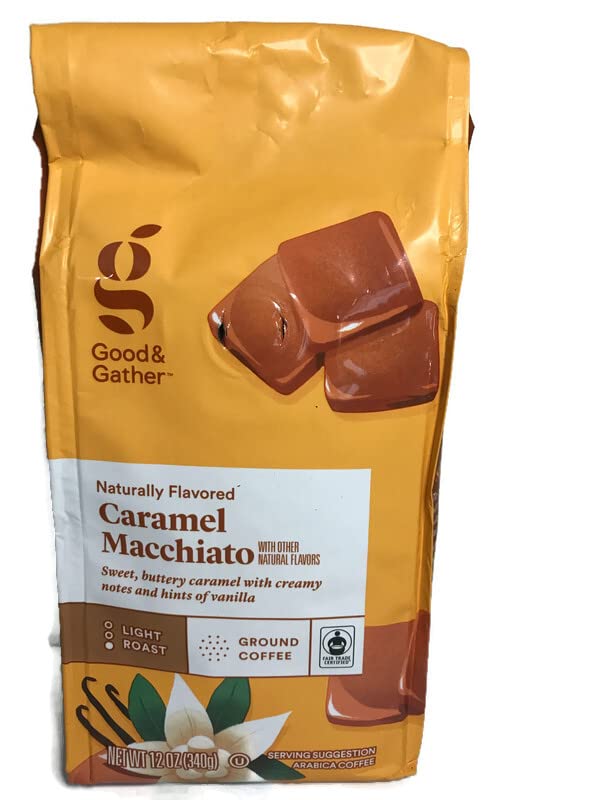 Good and Gather Caramel Macchiato and Salted Caramel Ground Coffee Variety Bundle (Pack of 2) 12 oz Bags