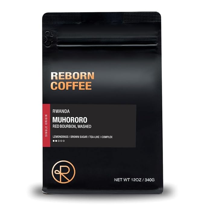Reborn Coffee Specialty Whole Bean Coffee – Rwanda Muhororo – Light-Medium Roast Single Origin 100% Arabica Beans – Floral and Berry Notes with Bright Acidity Freshly Roasted for French Press Kali